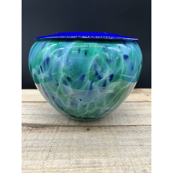 Wimberley Glassworks Art Glass Bowl Vase WGW Hand Blown 2005 Signed - Picture 5 of 10